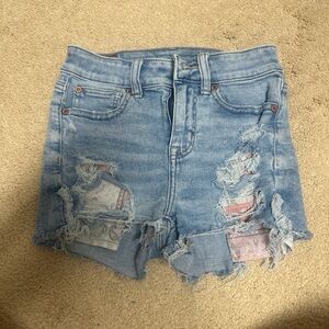 American Eagle Light Blue Distressed Jean Shorts